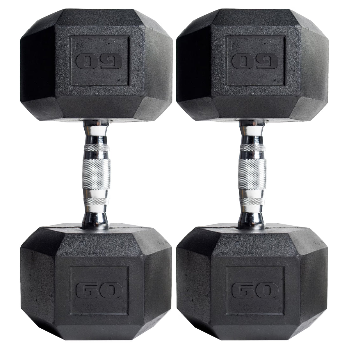 Barbell, 12Lb Coated Rubber Hex Dumbbell, Pair (No-Roll Design, Ergonomic Steel Handle, Durable Coated Weight)