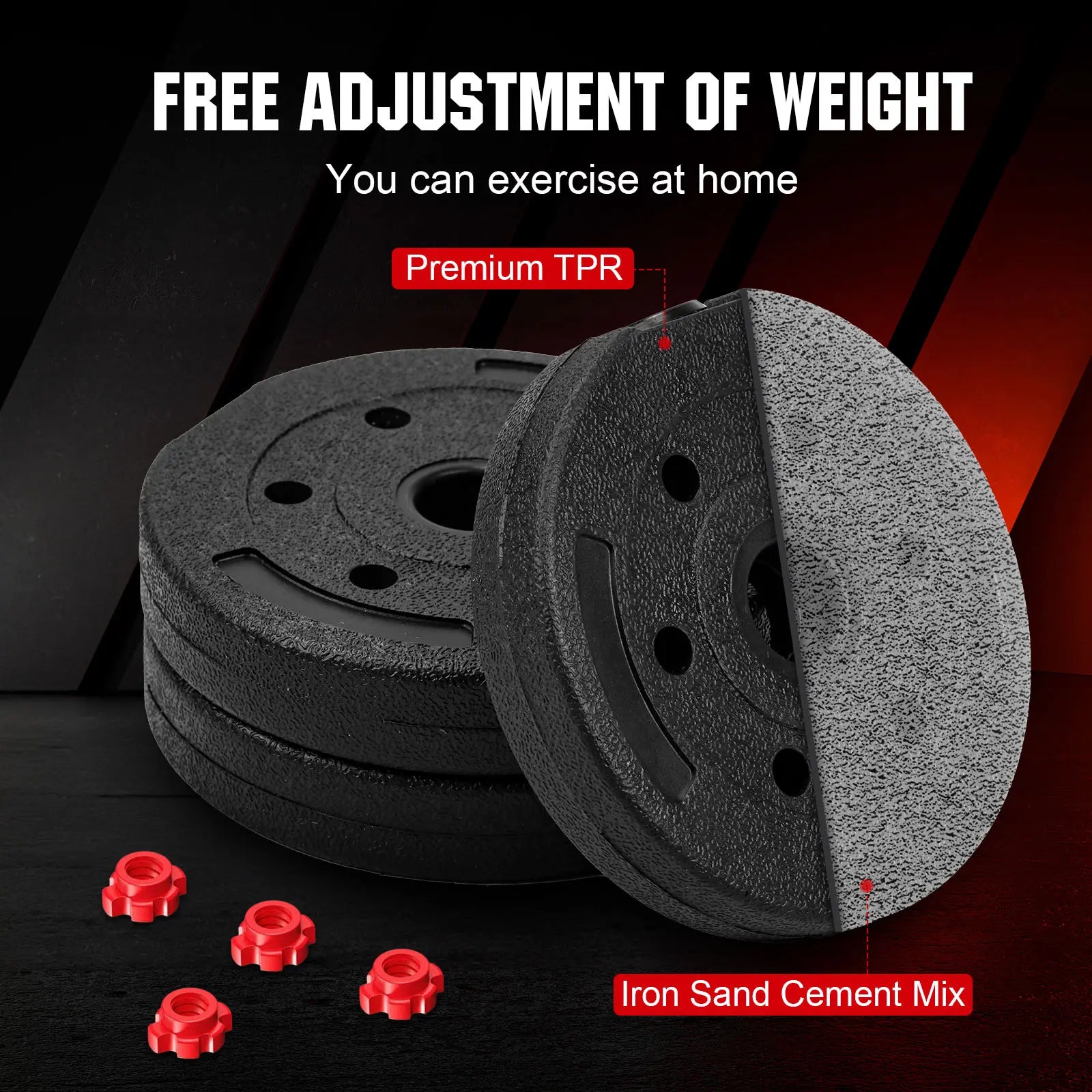 Adjustable Dumbbell Set, 22Lbs Free Weights Dumbbells Set, 3 In1 Dumbbells Set Used as Barbell,Push-Up Stand, Weight Set for Home Gym, Fitness Workout Equipment for Men Women