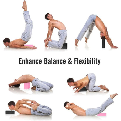Yoga Blocks 2 Pack (9"X6"X3"), Supportive High-Density EVA Foam with Beveled Edges, Moisture-Proof Props to Gain Strength & Achieve Better Flexibility, Gym, Fitness, Great for Fitness Routines, Yoga Equipment, Pilates Workout Equipment