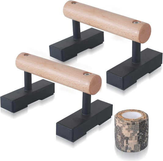 1 Pair Wood Floor Push up Bars for Men, Anti-Slip Handstand Parallettes Bars, Strength Training Push-Up Stands for Calisthenics, Fitness, Gymnastics, Workouts, Calistenia