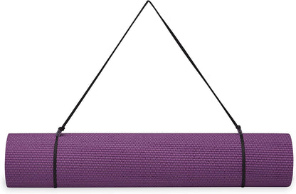 Gaiam Essentials 1/4" Thin (6Mm) Yoga & Pilates, Fitness & Exercise Mat with Easy-Cinch Carrier Strap Cusion Support for Fitness and Gym Workouts