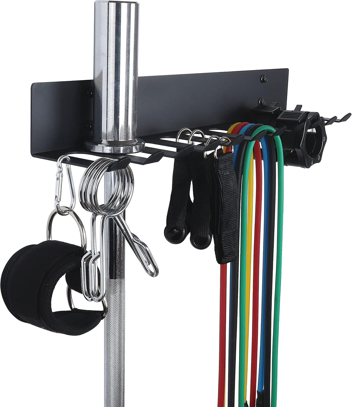 Gym Storage Rack Resistance Band Rack Wall Mount Barbell Rack Heavy Duty Home Gym Storage Rack for Gym Equipment, Exercise Bands, Lifting Belts and Jump Ropes, Gym Accessories