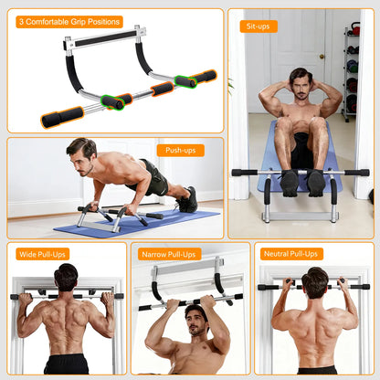 Pull up Bar for Doorway ,Thickened Steel Max Limit 440 Lbs Upper Body Fitness Workout Bar,Portable Strength Training Door Frame Pull-Up Bars,Door Workout Bar with Foam Grips for Home