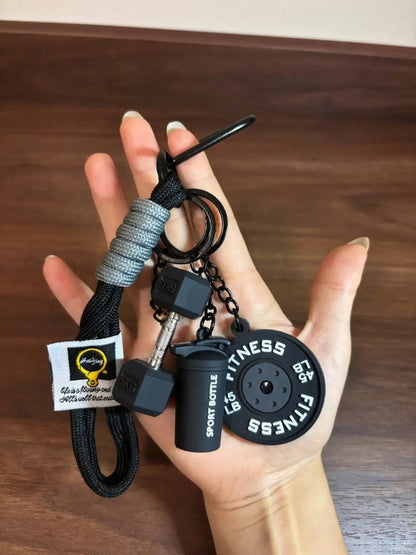 Dumbbell and Barbell Keychain Set, Gym Keychain, Creative Fitness Accessories, DIY Keychains & Bag Charms, Keychain Wristlet Strap, Keychain Accessory, Perfect Gift for Holi