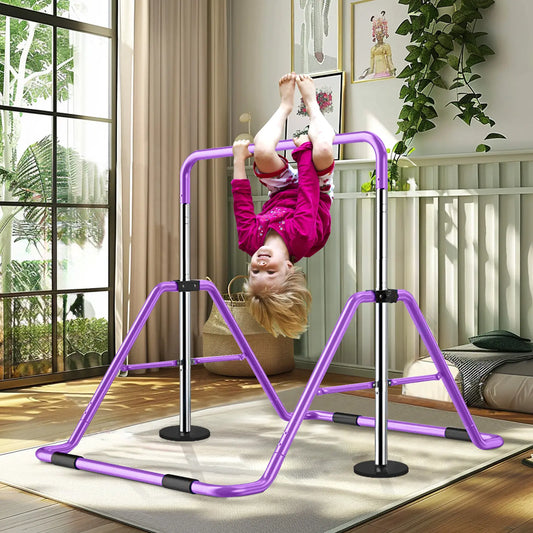Gymnastics Bar for Kids，Adjustable Height Folding Horizontal Bars, Junior Gymnastics Equipment Training Children Monkey Bars for Home Practice Using