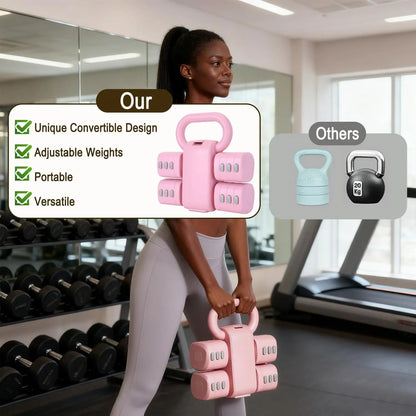 Adjustable Dumbbell Set of 2, 4 in 1 Free Weights Dumbbells Set for Women with Adjustment, Each 2Lb 3Lb 4Lb 5Lb Hand Weights Set for Gym Exercise