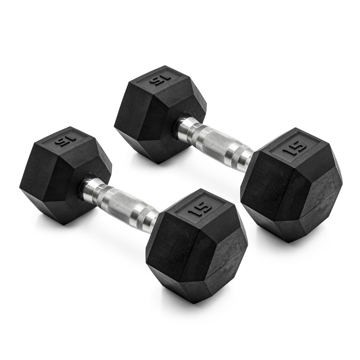 Barbell, 12Lb Coated Rubber Hex Dumbbell, Pair (No-Roll Design, Ergonomic Steel Handle, Durable Coated Weight)