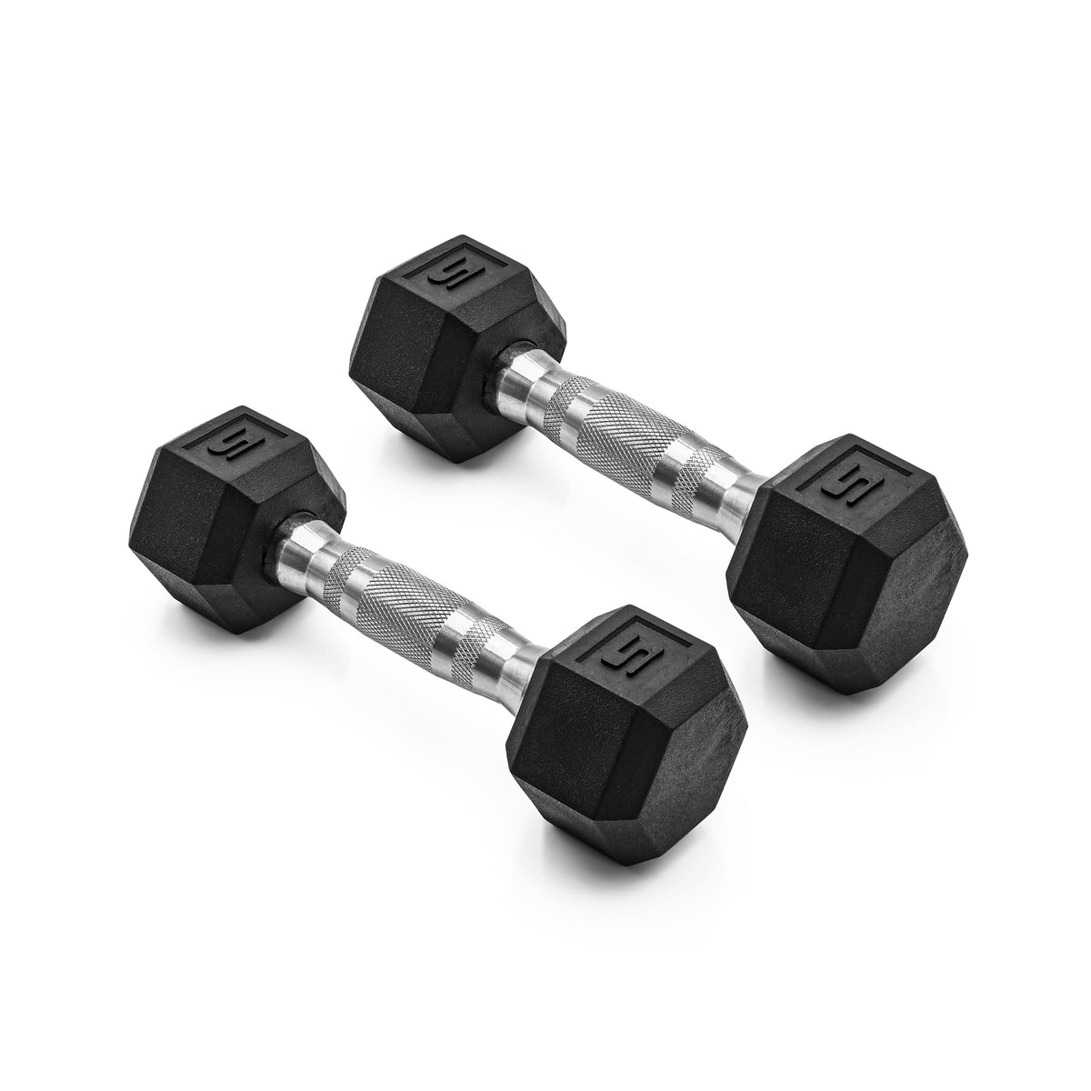 Barbell, 12Lb Coated Rubber Hex Dumbbell, Pair (No-Roll Design, Ergonomic Steel Handle, Durable Coated Weight)