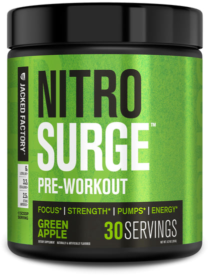 NITROSURGE Pre Workout Supplement - Endless Energy, Instant Strength Gains, Clear Focus and Intense Pumps - NO Booster & Powerful Preworkout Energy Powder - 30 Servings, Black Cherry