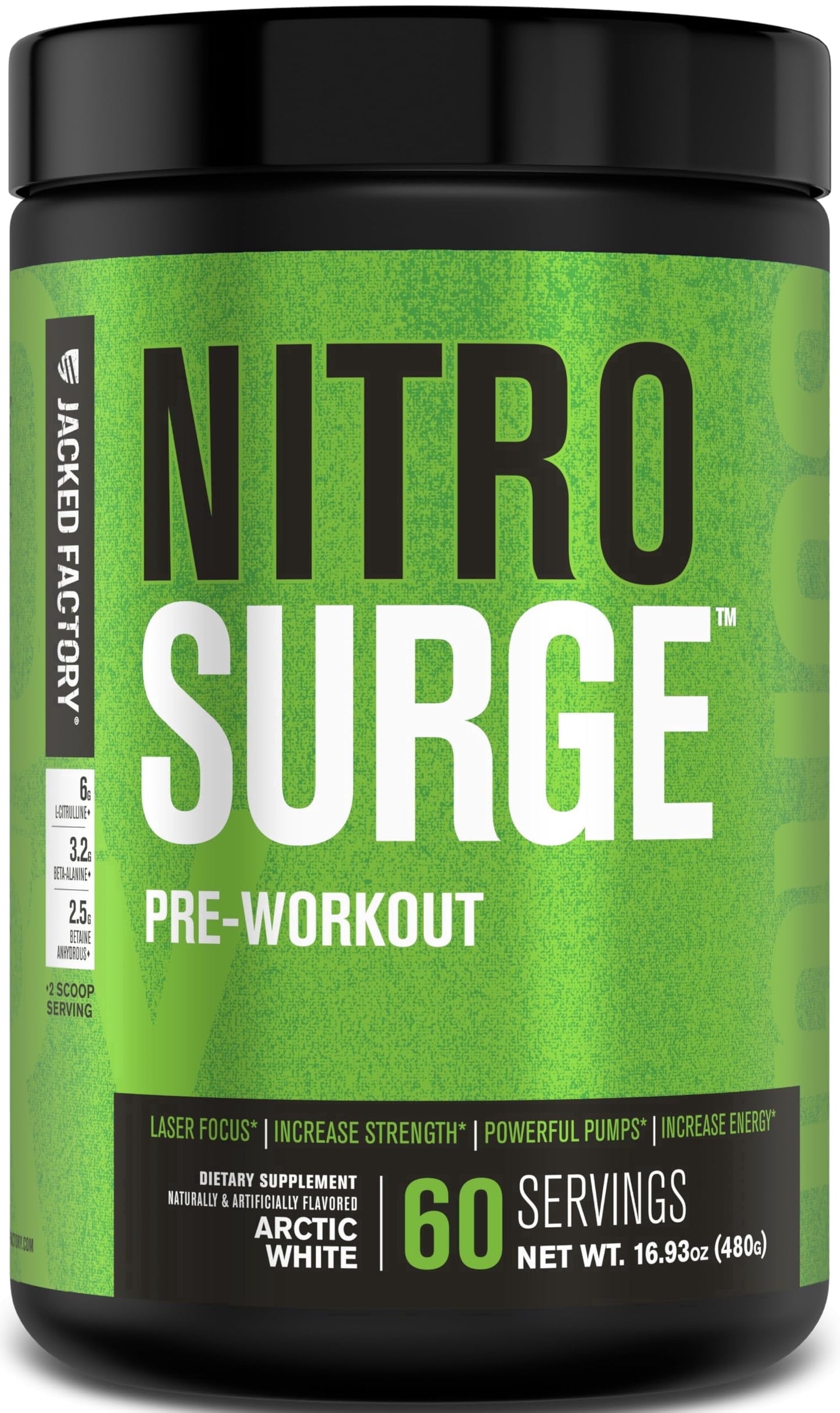 NITROSURGE Pre Workout Supplement - Endless Energy, Instant Strength Gains, Clear Focus and Intense Pumps - NO Booster & Powerful Preworkout Energy Powder - 30 Servings, Black Cherry