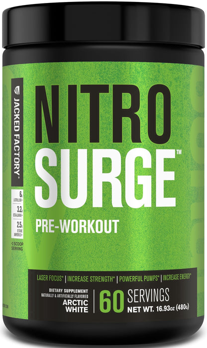 NITROSURGE Pre Workout Supplement - Endless Energy, Instant Strength Gains, Clear Focus and Intense Pumps - NO Booster & Powerful Preworkout Energy Powder - 30 Servings, Black Cherry