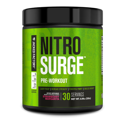 NITROSURGE Pre Workout Supplement - Endless Energy, Instant Strength Gains, Clear Focus and Intense Pumps - NO Booster & Powerful Preworkout Energy Powder - 30 Servings, Black Cherry