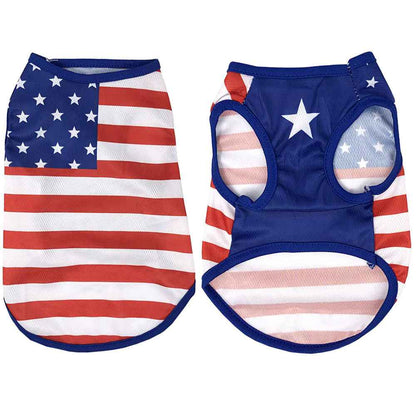 American Flag Dog Shirt, USA Patriotic Pet Vest,Independence Day Clothes for Small Dogs Cats