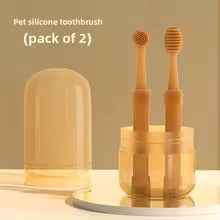 2-Pack Silicone Pet Toothbrush & Tongue Scraper Set