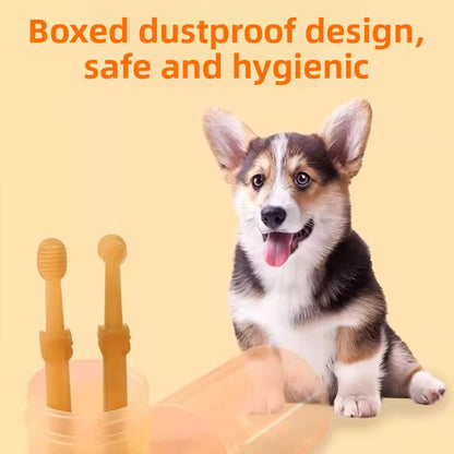 2-Pack Silicone Pet Toothbrush & Tongue Scraper Set