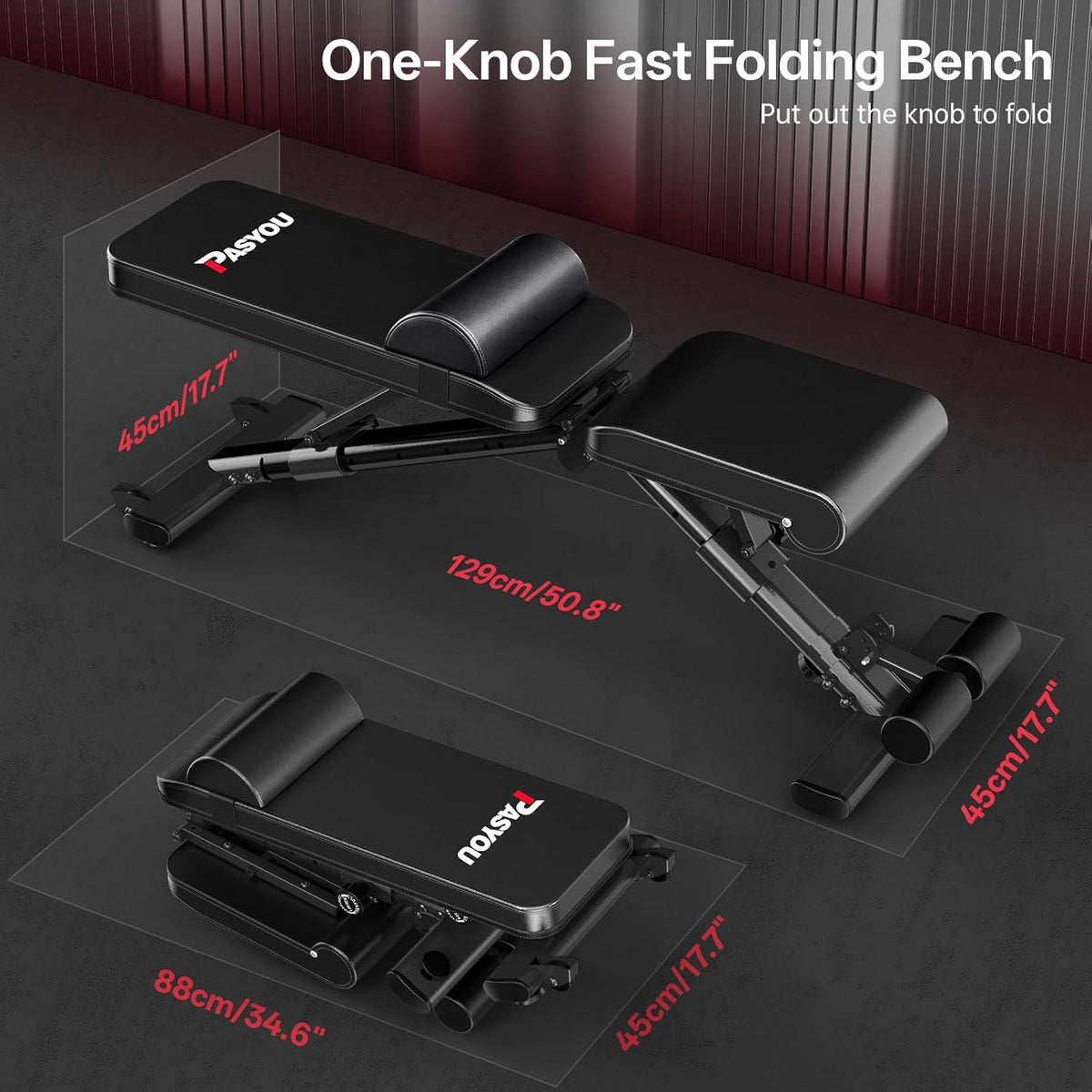 Adjustable Weight Bench, 660LB Capacity Foldable Workout Bench, Incline Flat Bench Press for Home Gym, Dual-Frame Strength Training Bench, No Assembly Required, Wider Seat