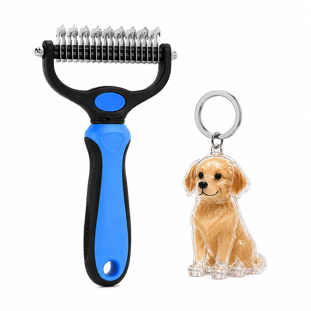 Pet Dematting Undercoat Rake for Long-Haired Pets, Double-Sided Deshedding Brush for Dogs & Cats, Pain-Free Tangle Remover, Reduces Shedding & Mats, Grooming Tool