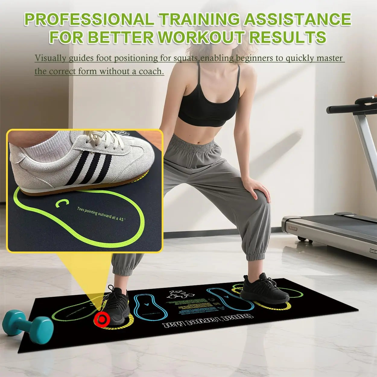 Exercise Mat Perfect for Squats, Leg and Ab Workouts, Squat Guide Mat, Squat Step Position, Squat Mat Knee Mat Lightweight and Portable for Men and Women Summervibes