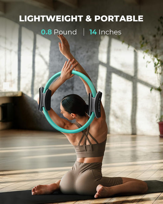 Pilates Ring Set - Studio-Grade Anti-Deformation Pilates Kit - Pilates Equipment for Home Workout - 14'' Pilates Ring, Pilates Ball, 2 Dumbbells, 5 Resistance Bands for Toning Arms, Thighs