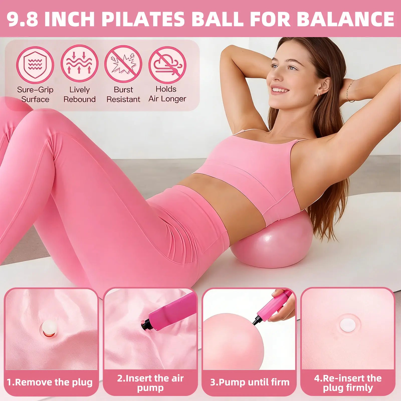 Homimanor Pilates Ring Set for Women Home Workout, Pilates Equipment Set for Beginners with 15'' Magic Circle, 9.8" Yoga Ball and Resistance Bands, Pilates Kit for Full Body Toning,Camping Essentials