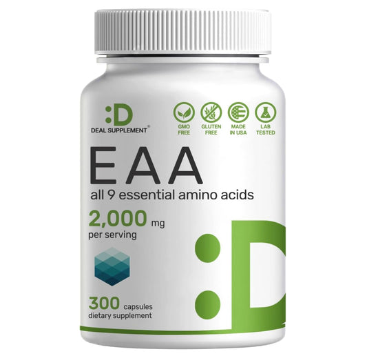 Essential Amino Acids Supplement EAA - 2000Mg All 9 - High Potency 300 Capsules