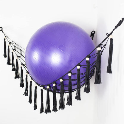 Exercise Ball Holder Yoga Ball Rack Corner Hanging Storage Net or Hammock for Fitness Ball Balance Ball Organizer Pregnancy Stability Ball Swiss Balance Ball for Yoga Studio and Gym