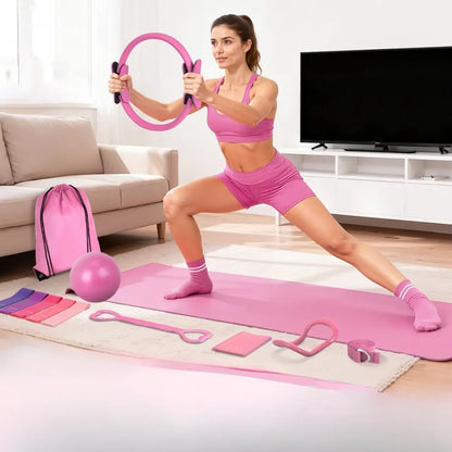Home Pilates Essentials Kit for Women,Pilates Equipment Set with 9 Inch Yoga Ball,Figure 8 Resistance Band,Pilates Bands & Accessories,Pilates Ring and Ball Set for Beginners Home Workouts