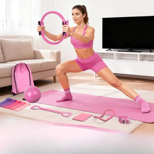 Home Pilates Essentials Kit for Women,Pilates Equipment Set with 9 Inch Yoga Ball,Figure 8 Resistance Band,Pilates Bands & Accessories,Pilates Ring and Ball Set for Beginners Home Workouts