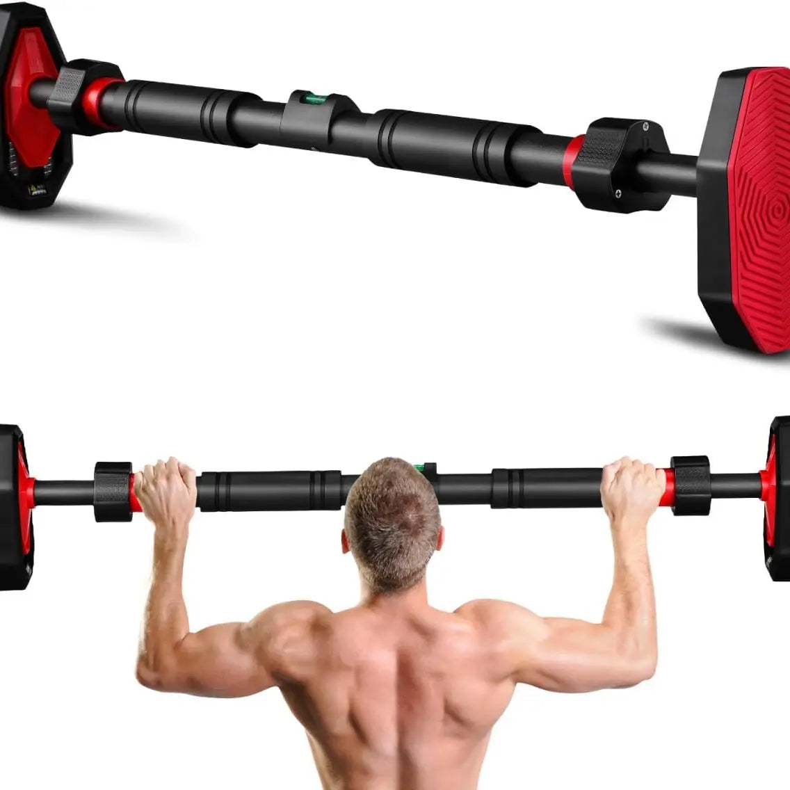 Lifting Pull-Up Bar, Adjustable Door-Mount Heavy-Duty Steel Power Bar with No-Drill Installation, Anti-Slip Grip, Secure Hold, Portable Home Gym Fitness Equipment for Small Spaces & Apartments, Lifting Pull-Up Bars