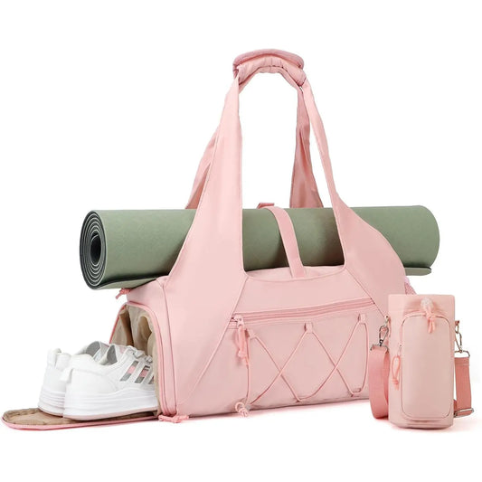 Yoga Mat Bag with Shoe Compartment & Wet Pocket, Sport Yoga Gym Bag with Yoga Strap, Travel Essentials Carryall Yoga Tote Bag, Exercise Mat, Fitness Accessories