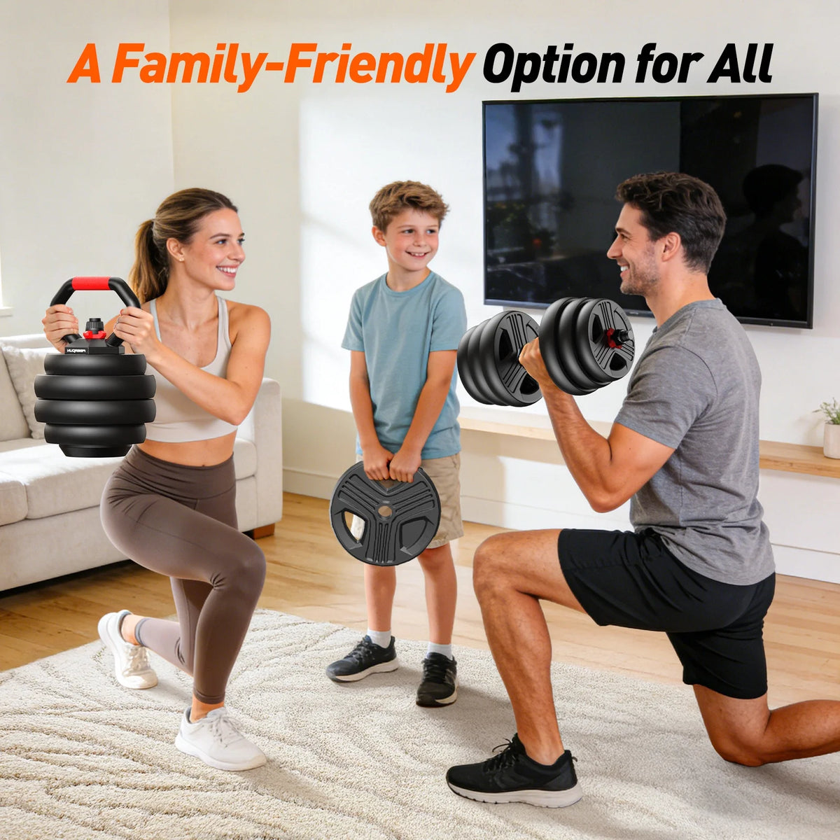 Adjustable Dumbbells, 55Lbs Free Weight Set with Connector, 5 In1 Dumbbells Set as Barbell, Kettlebells, Push up Stand, Fitness Exercises for Home Gym Suitable Men/Women