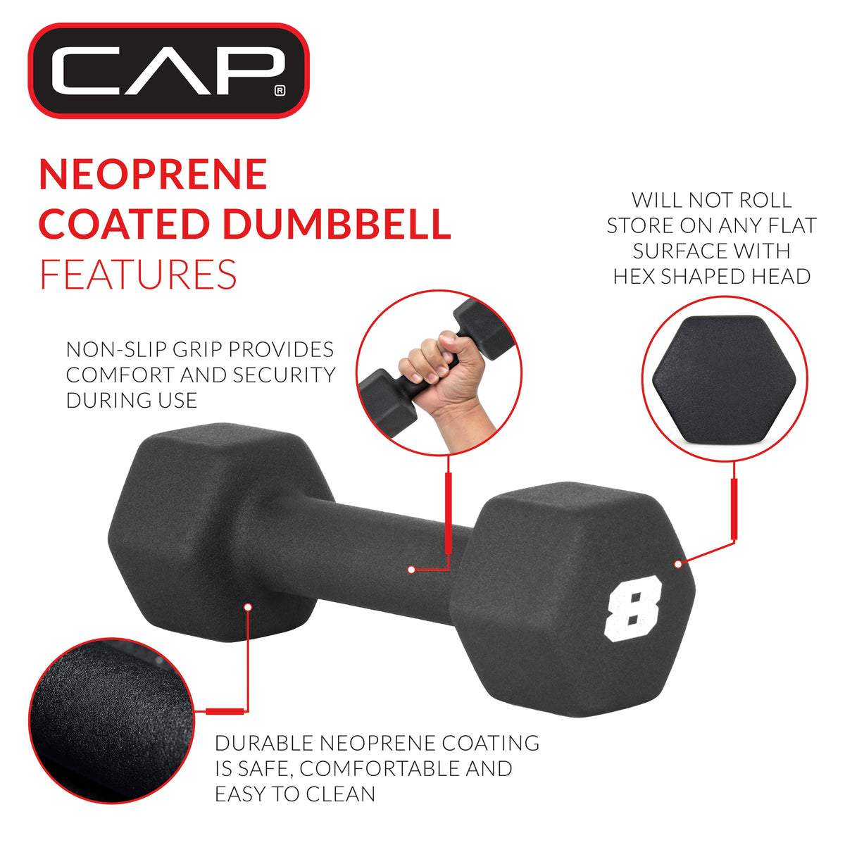 Barbell 32 Lb Neoprene Dumbbell Set with Rack, Black