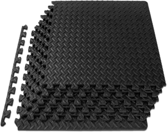 Foam Floor Tiles for Home Gym, Mat for Home Workout Equipment, Floor Padding for Kids, Black