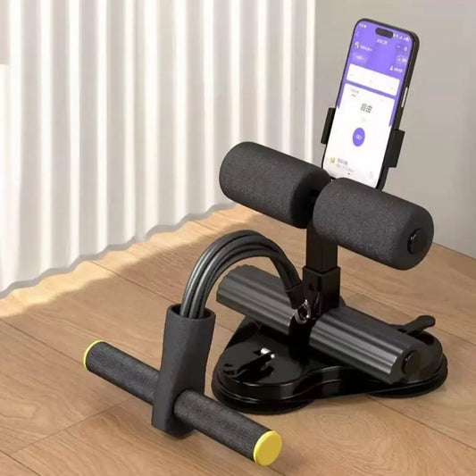 Pink Sit-Up Assistant Trainer with Resistance Bands, Phone Holder, Suction Cup - Home Abs Workout Stomach Equipment, Ab Equipment for Back Extension, Glute Hyperextension Glutes Ab Machine for Home Foam Roller Ab Roller Wheel Glutes Trainer