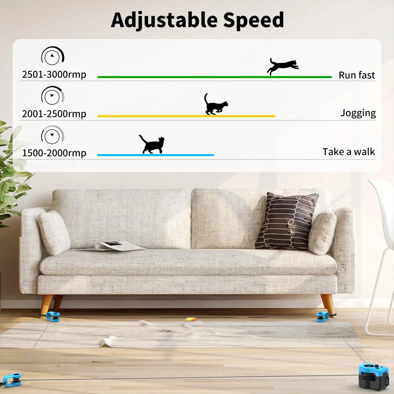 Asfrost Automatic Hands-Free Cat Teaser Toy - Interactive Indoor Cat Accessory with Remote, Auto Function, Feather Clip, DIY String, Moving Mouse Lure, USB-C Rechargeable for Bored Kittens Bore
