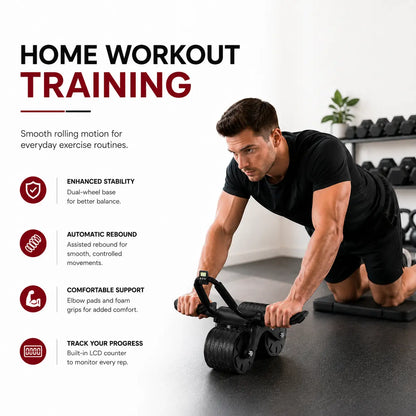 Elbow Support Rebound Ab Roller Wheel, Quiet Lightweight Wheel Ab Training Equipment with Knee Mat & Timer for Home Use (Suitable for Men & Women), Quiet Wheels for Home Use