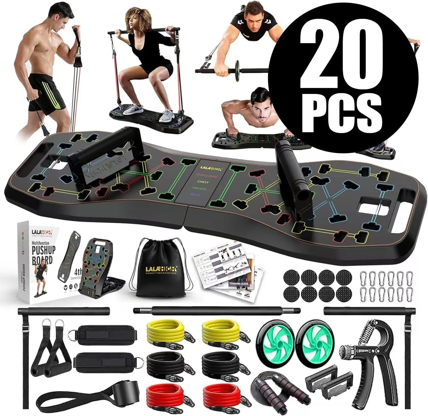 LALAHIGH Portable Home Gym System: Push-Up Board, Strengthen Abs, Create Broad Shoulders, Build Strength, Ideal for Men'S Fitness Needs