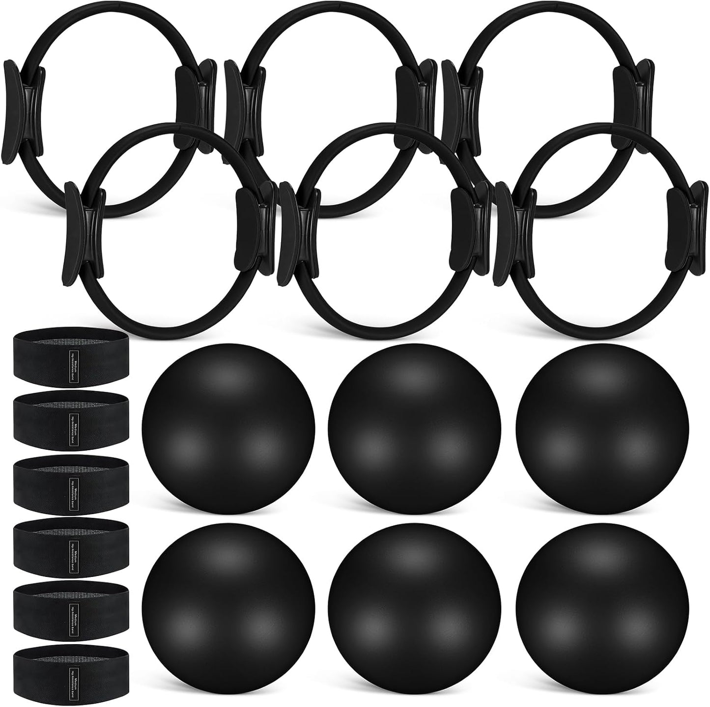 18 Pcs Pilates Ring and Ball Set with Resistance Bands Home Workout Pilates Equipment 11.8 Inch Magic Circle with Padded Handles, Mini Ball for Strength, Toning and Flexibility