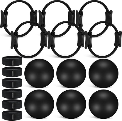 18 Pcs Pilates Ring and Ball Set with Resistance Bands Home Workout Pilates Equipment 11.8 Inch Magic Circle with Padded Handles, Mini Ball for Strength, Toning and Flexibility