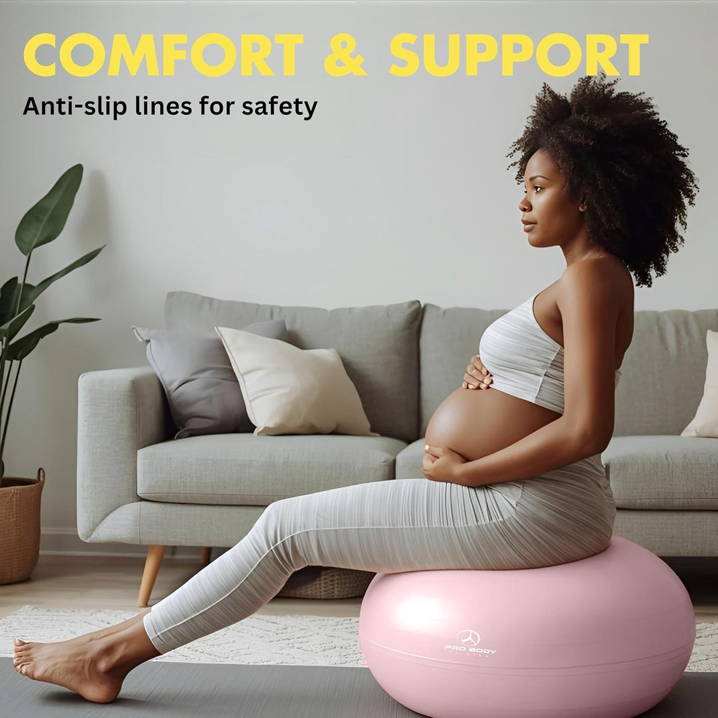 Pregnancy Ball with Guide - Birthing Ball | 1.7Mm Anti-Burst PVC, CA 10P Certified, 55/65/75 Cm, Guide, Doula & Midwife Use, Pump, Pregnancy Essentials