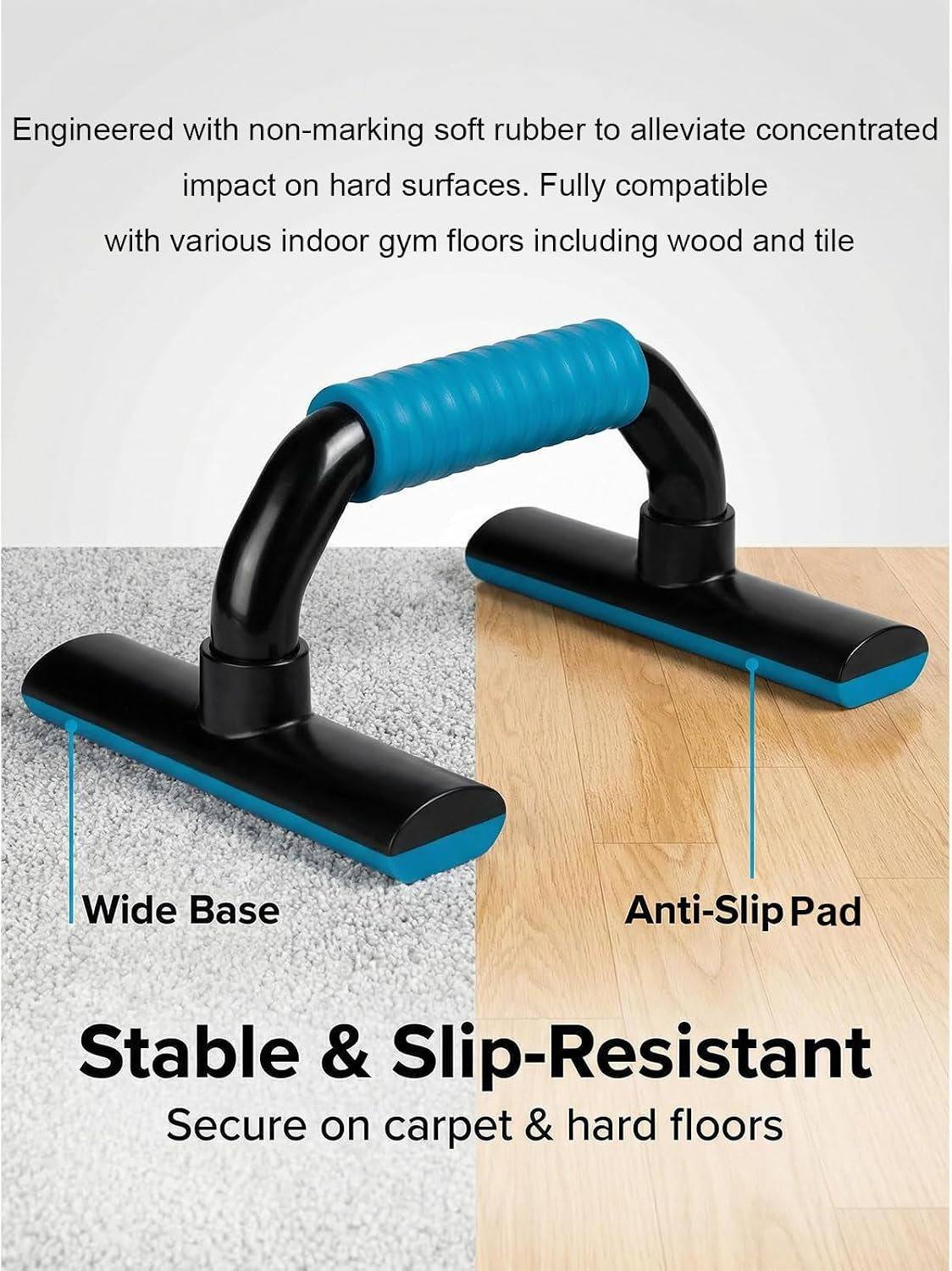 Push up Bars, 4-Inch Elevated Pushup Handles with Wide Non-Slip Base