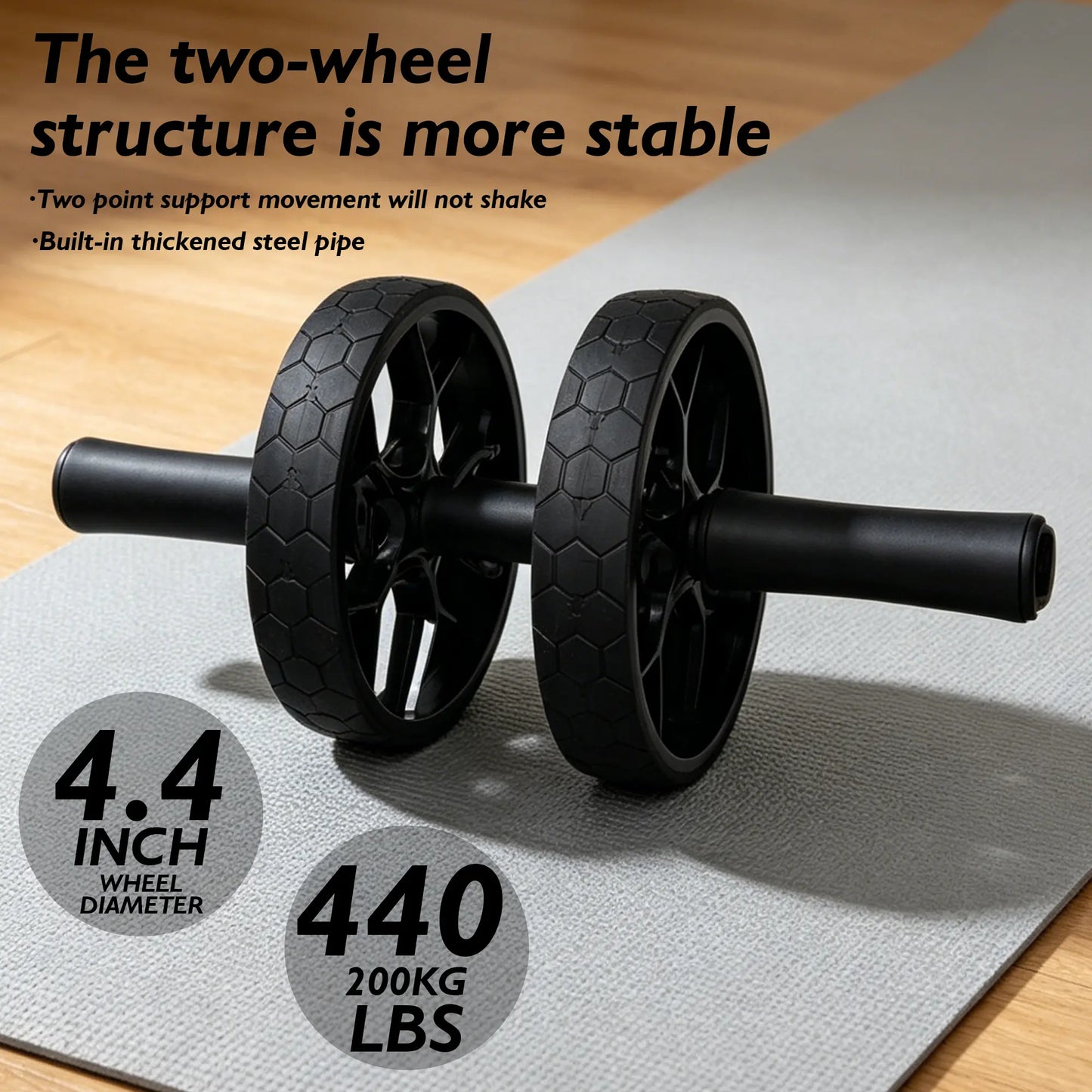 Soulyis Elastic Rope Ab Wheel, Double Wheels with Resistance Band, Quiet and Non-Slip, Ab Roller,Home Full-Body Training Equipment, Adjustable Intensity,Ab Roller with Elbow Support, Ergonomic Handles.