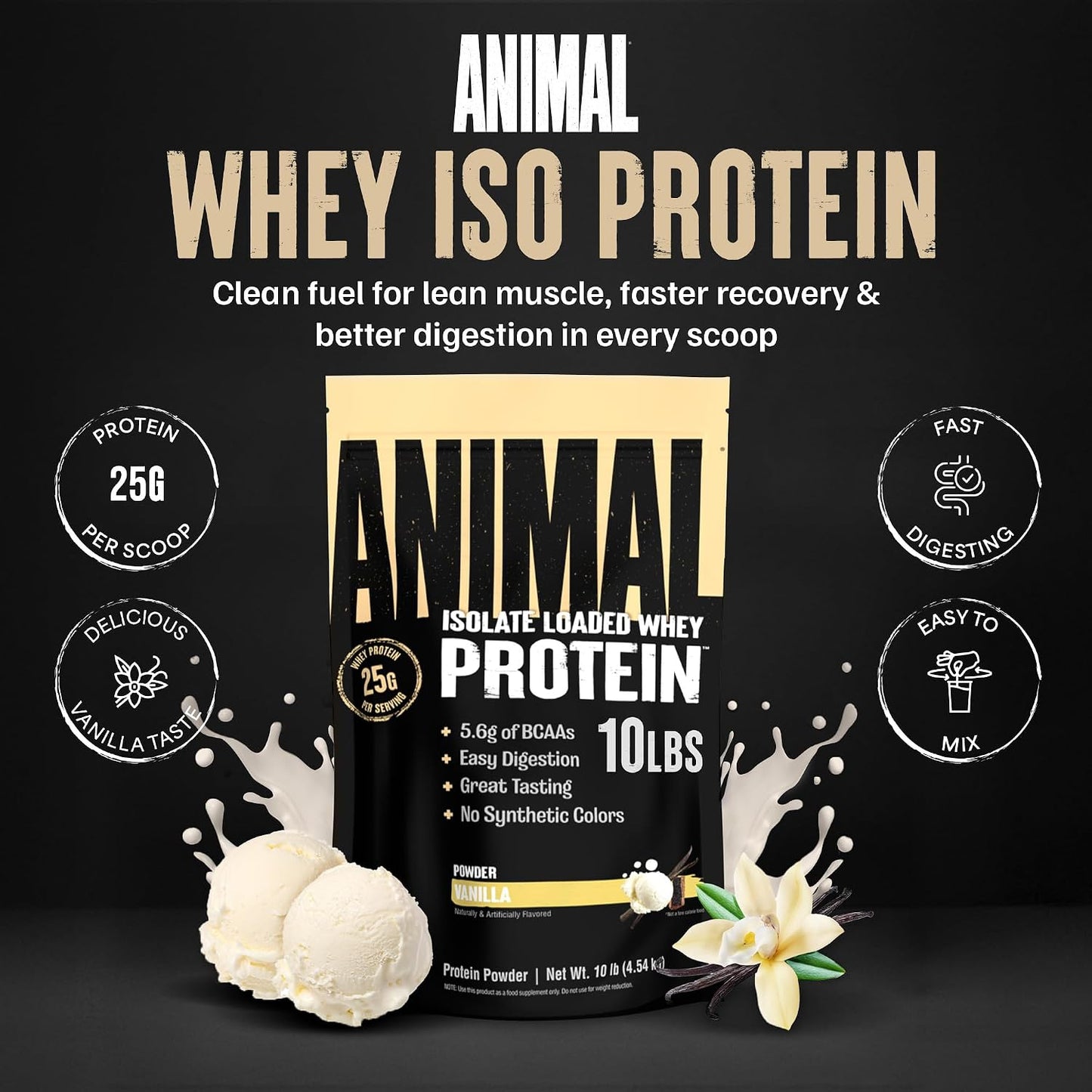 Whey Isolate Protein Powder, 25G High Protein | Vanilla 10LB