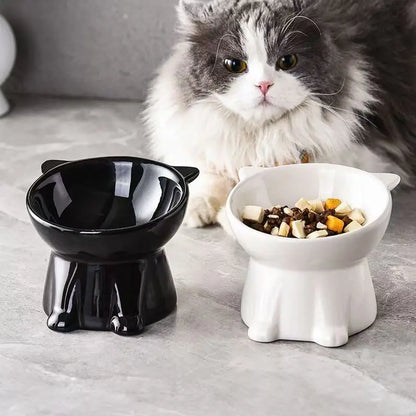 2-Piece Set /Pure Elevated Pet Feeding Bowls, Anti-Vomit Design, Protects Neck & Spine, Non-Slip Base, Durable Plastic, Suitable for Cats & Small Dogs
