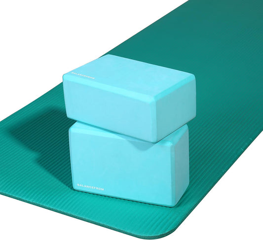 Set of 2 High Density Yoga Blocks, 9"X6"X4" Each