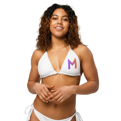 All-over print recycled string bikini top - Morvigo
