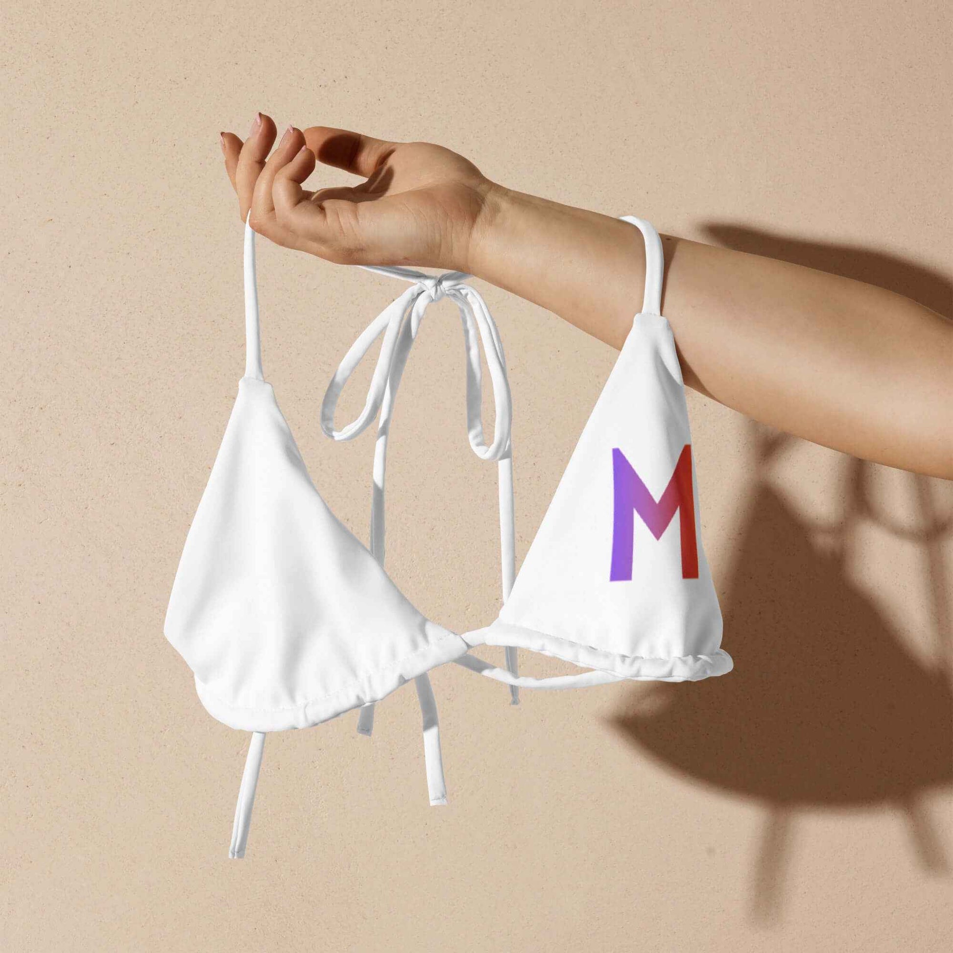 All-over print recycled string bikini top