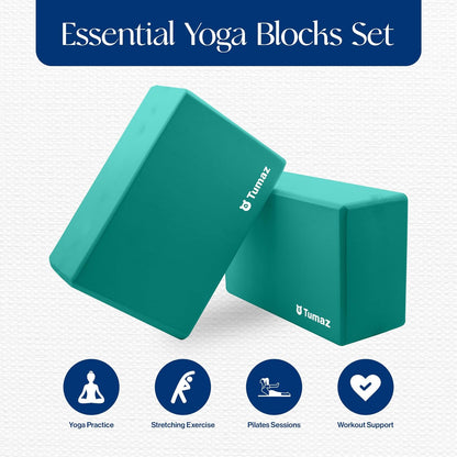 Non-Slip Yoga Blocks，High-Density EVA Foam 2 Pack for Yoga & Pilates