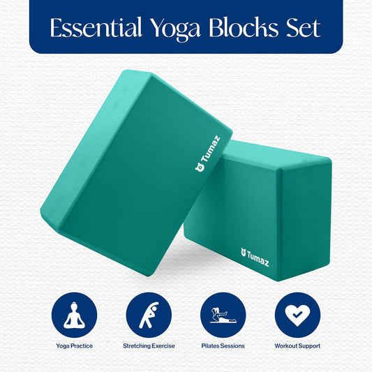 Non-Slip Yoga Blocks，High-Density EVA Foam 2 Pack for Yoga & Pilates