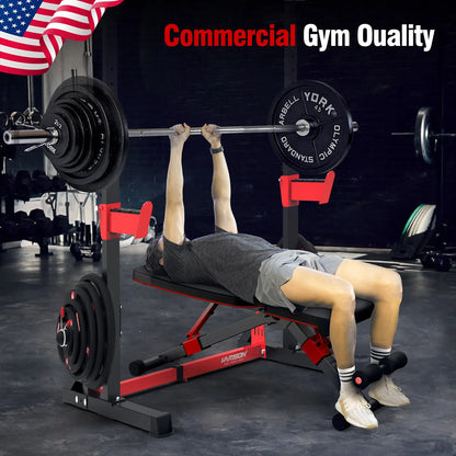 HARISON Heavy Duty Adjustable Weight Bench with Leg Extension & Preacher Pad, Full Body Strength Training Equipment for Home Gym Press Chest Machine Gym Reaper Max Bench Adjustable Foldable Weight Bench